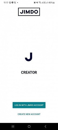 الصفحة الرئيسية لتطبيق Jimdo