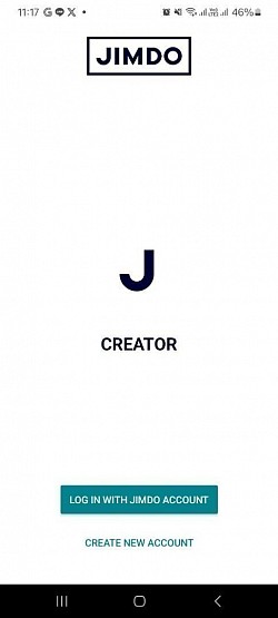 الصفحة الرئيسية لتطبيق Jimdo