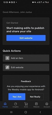 Aplicación para crear sitios web Weebly - Inicio