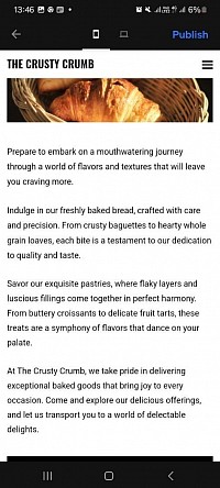El sitio web de Crusty Crumb Bakery