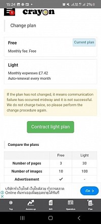 Precios de la aplicación Crayon Website Builder