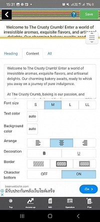 Editor de páginas de la aplicación Crayon Website Builder