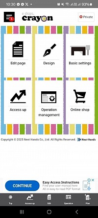 P&aacute;gina de inicio de la aplicaci&oacute;n Crayon Website Builder