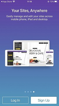 Página de introducción para registrarse e iniciar sesión de Strikingly