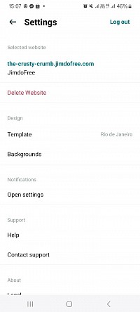 Configuración de la aplicación para crear sitios web Jimdo