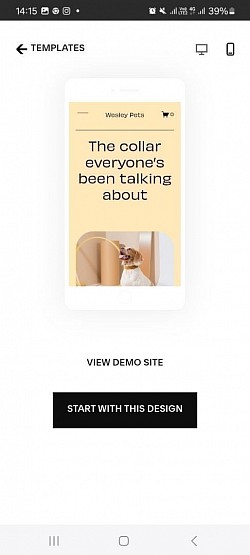 Démarrage après sélection du modèle de site