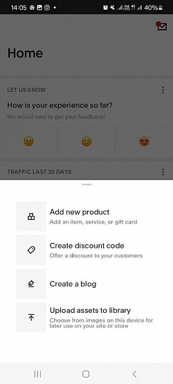 Principales fonctions de l'app Squarepace