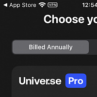 Affichage des prix en grand format dans l'app Universe
