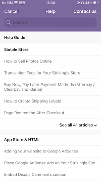 Le centre d'aide de l'app Strikingly