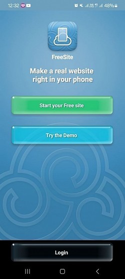 Écran d'accueil de l'app FreeSite