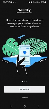 Page de connexion et de cr&eacute;ation de compte dans l'app de cr&eacute;ation de sites Weebly