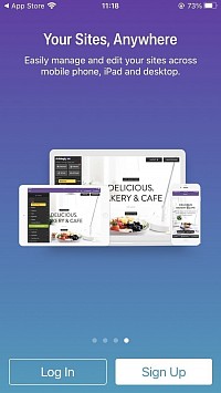 Écran de connexion et de création de compte dans l'app Strikingly