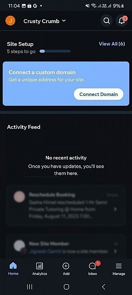 Wix साइट सेटअप डैशबोर्ड - डोमेन कनेक्ट करें