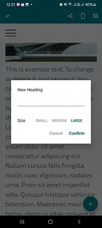 Adding Headings in Jimdo