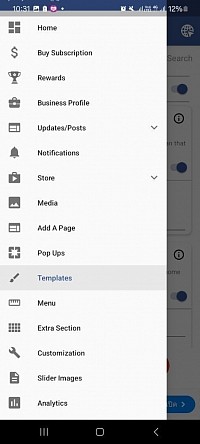 Instant Website Builder Menu Items