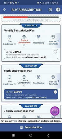 Pricing Plans for Instant Website Builder