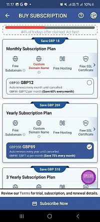 Pricing Plans for Instant Website Builder