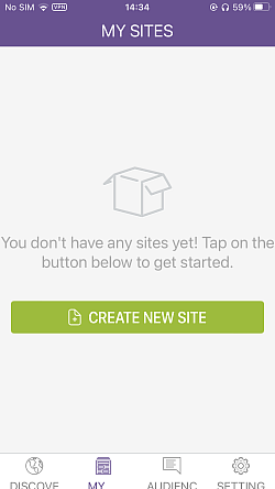 Create new website in Strikingly