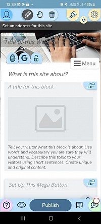 Page after selecting a template