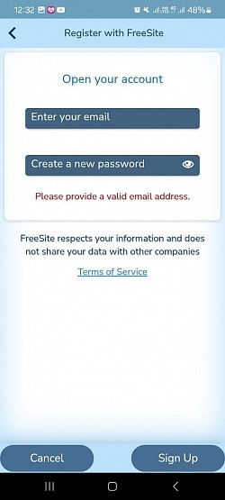 FreeSite - Register amd sign-up