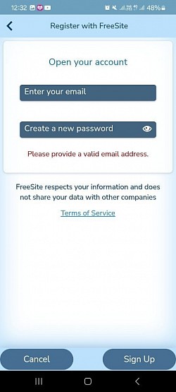 FreeSite - Register amd sign-up