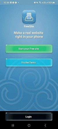 FreeSite Website Builder App Login Demo