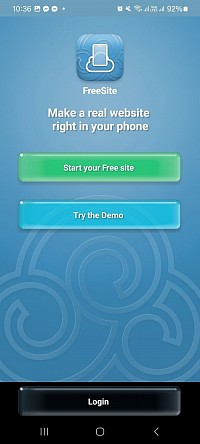 FreeSite Website Builder App Login Demo