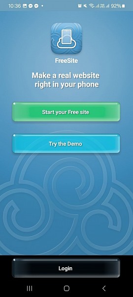 FreeSite Website Builder App Login Demo