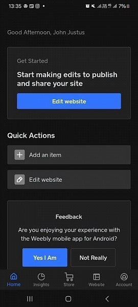 Приложение для создания сайтов Weebly — Главная страница