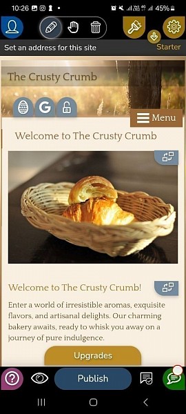 Сайт пекарни Crusty Crumb, созданный с помощью SimDif