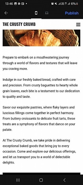 เว็บไซต์ของร้านเบเกอรี่ Crusty Crumb